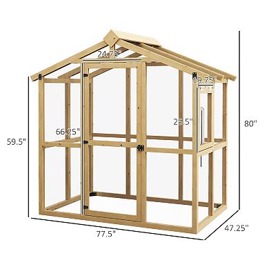 Outsunny Walk-in Polycarbonat Greenhouse With Temperature Controlled Window