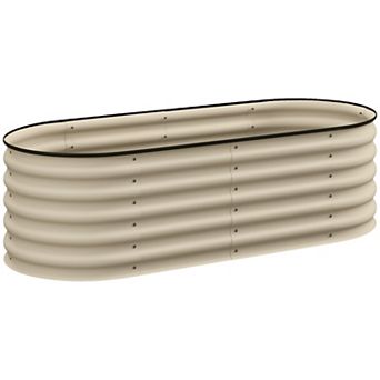 Outsunny Galvanized Raised Garden Bed Planter Box, 4.9ft x 2ft x 1.4ft, Cream