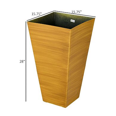 Tall Outdoor Planters Set Of 3 With Drainage Holes, Plug, Tan