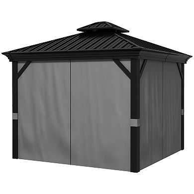 10' X 10' Patio Gazebo, Mesh Curtains, Double Vented Steel Roof, Light Gray