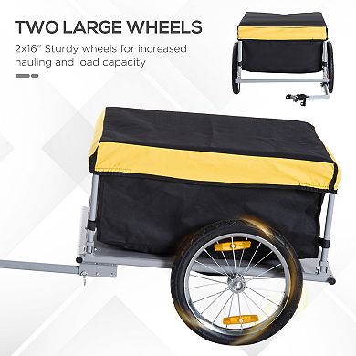 Aosom Elite Two-wheel Bicycle Large Cargo Wagon Trailer With Folding Storage