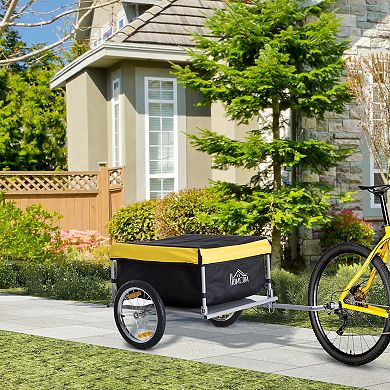 Aosom Elite Two-wheel Bicycle Large Cargo Wagon Trailer With Folding Storage