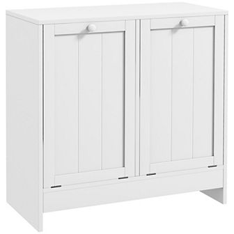 Kleankin Tilt-out Laundry Storage Cabinet With 2 Compartment Hampers, White