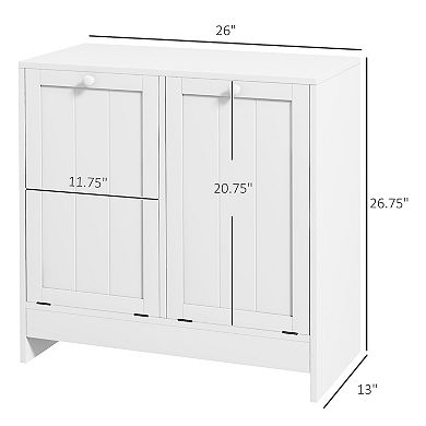Kleankin Tilt-out Laundry Storage Cabinet With 2 Compartment Hampers, White