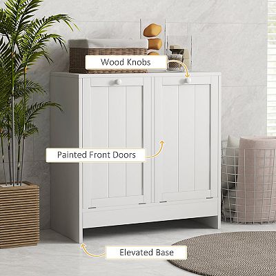 kleankin Tilt-out Laundry Storage Cabinet with 2 Hamper Compartments