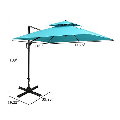 Outsunny 10ft Offset Patio Umbrella w/ Cross-Base, Rotate, Cover