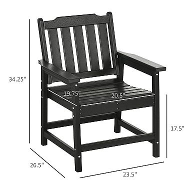 Outsunny 2 Pcs Patio Chairs With Armrests Slatted Back Outdoor Armchair Black