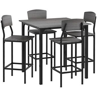 5 pc Contemporary Wooden Dinner Combination Furniture Square Flat Seating