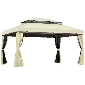 Outsunny 10ft x 13' Gazebo, Aluminum, Mesh, 2 tier Polyester Roof