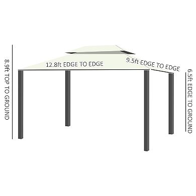 Outsunny 10x13ft Aluminum Frame Patio Gazebo Canopy Double Tier Garden Shelter