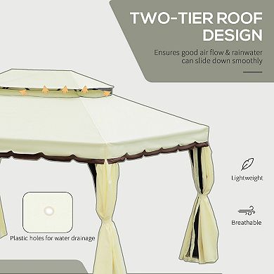 Outsunny 10x13ft Aluminum Frame Patio Gazebo Canopy Double Tier Garden Shelter