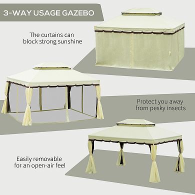 Outsunny 10x13ft Aluminum Frame Patio Gazebo Canopy Double Tier Garden Shelter