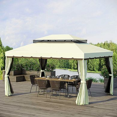 Outsunny 10x13ft Aluminum Frame Patio Gazebo Canopy Double Tier Garden Shelter