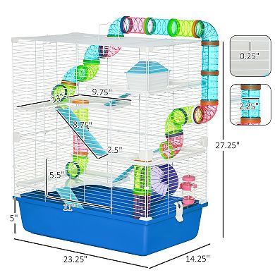 Extra Large Hamster Cage With Wheel, Portable Handles, Tubes And Tunnels System