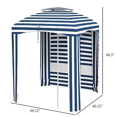 Outsunny 5.8ftx5.8' Beach Cabana Umbrella with Bag, Walls &