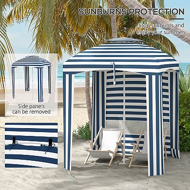 Outsunny 5.8ftx5.8' Beach Cabana Umbrella with Bag, Walls &