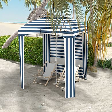 Outsunny 5.8ftx5.8' Beach Cabana Umbrella with Bag, Walls &