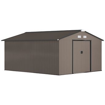 Outsunny 11ft x 13' Storage Shed Garden Tool House w/ Vents Doors