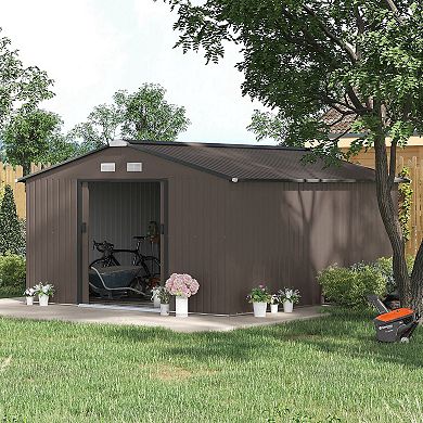 Outsunny 11ft x 13ft Storage Shed Garden Tool House w/ Vents Doors