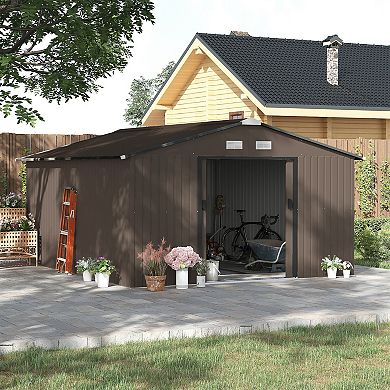 Outsunny 11ft x 13ft Storage Shed Garden Tool House w/ Vents Doors