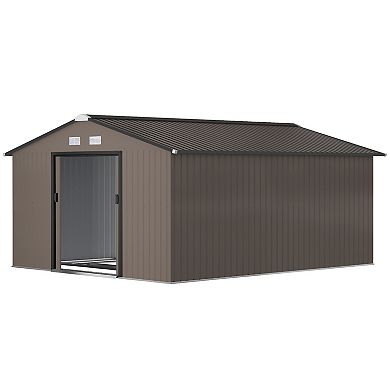 Outsunny 11ft x 13ft Storage Shed Garden Tool House w/ Vents Doors