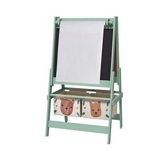 Qaba Art Easel for Kids with Paper Roll, Blackboard, Whiteboard, Storage