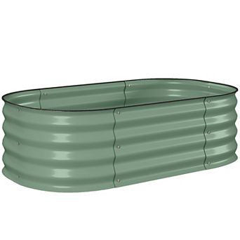 Outsunny Galvanized Raised Garden Bed Planter Box, 3.4ft x 2' x 1'