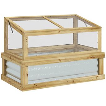 Outsunny Raised Garden Bed With Wooden Cold Frame, 41" X 22.5" X 28.25"