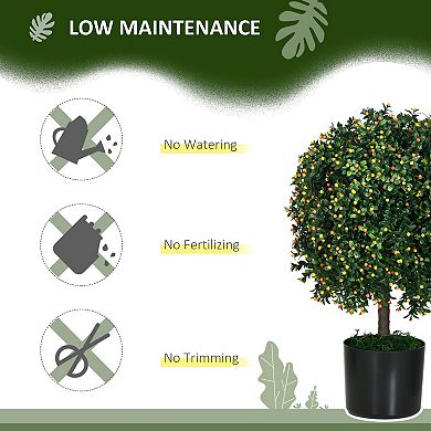 Homcom 2 Pack Artificial Tree Boxwood Topiary With Orange Fruits, 20.75"