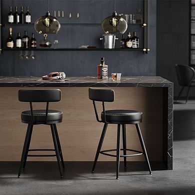 Tall Swivel Bar Stools With Backs, Footrest