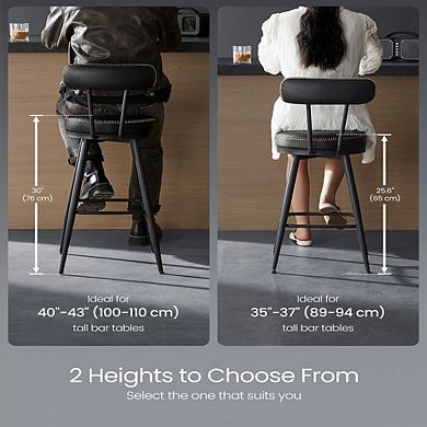 Tall Swivel Bar Stools With Backs, Footrest