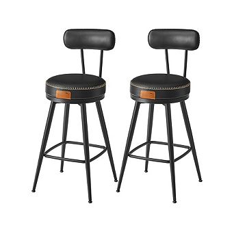 Tall Swivel Bar Stools With Backs, Footrest