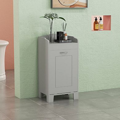HOMCOM Tilt-out Laundry Storage Cabinet with Hamper Compartment