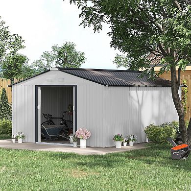 Outsunny 11ft x 13ft Storage Shed Garden Tool House w/ Vents Doors