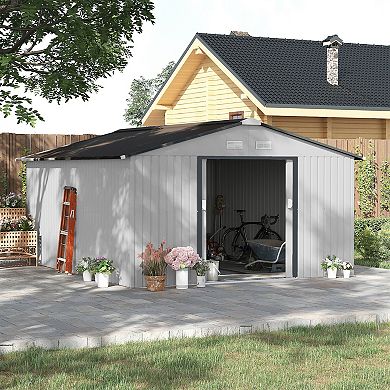 Outsunny 11ft x 13ft Storage Shed Garden Tool House w/ Vents Doors