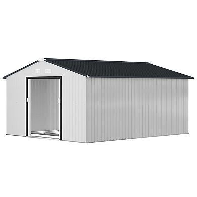 Outsunny 11ft x 13ft Storage Shed Garden Tool House w/ Vents Doors