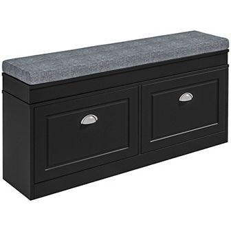 41" Entryway Shoe Rack Bench Storage Organizer Ottoman W/ 2 Drawers, Cushion