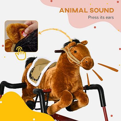 Soft Plush Horse Ride-on With Soft Feel, Imaginative Interactive Toy For Kids