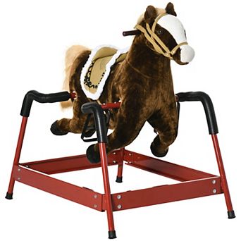 Qaba Kids Spring Rocking Horse for Kids, Dark Horse