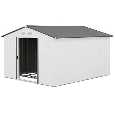 11' X 9' Steel Outdoor Utility Storage Tool Shed Kit For Backyard Garden