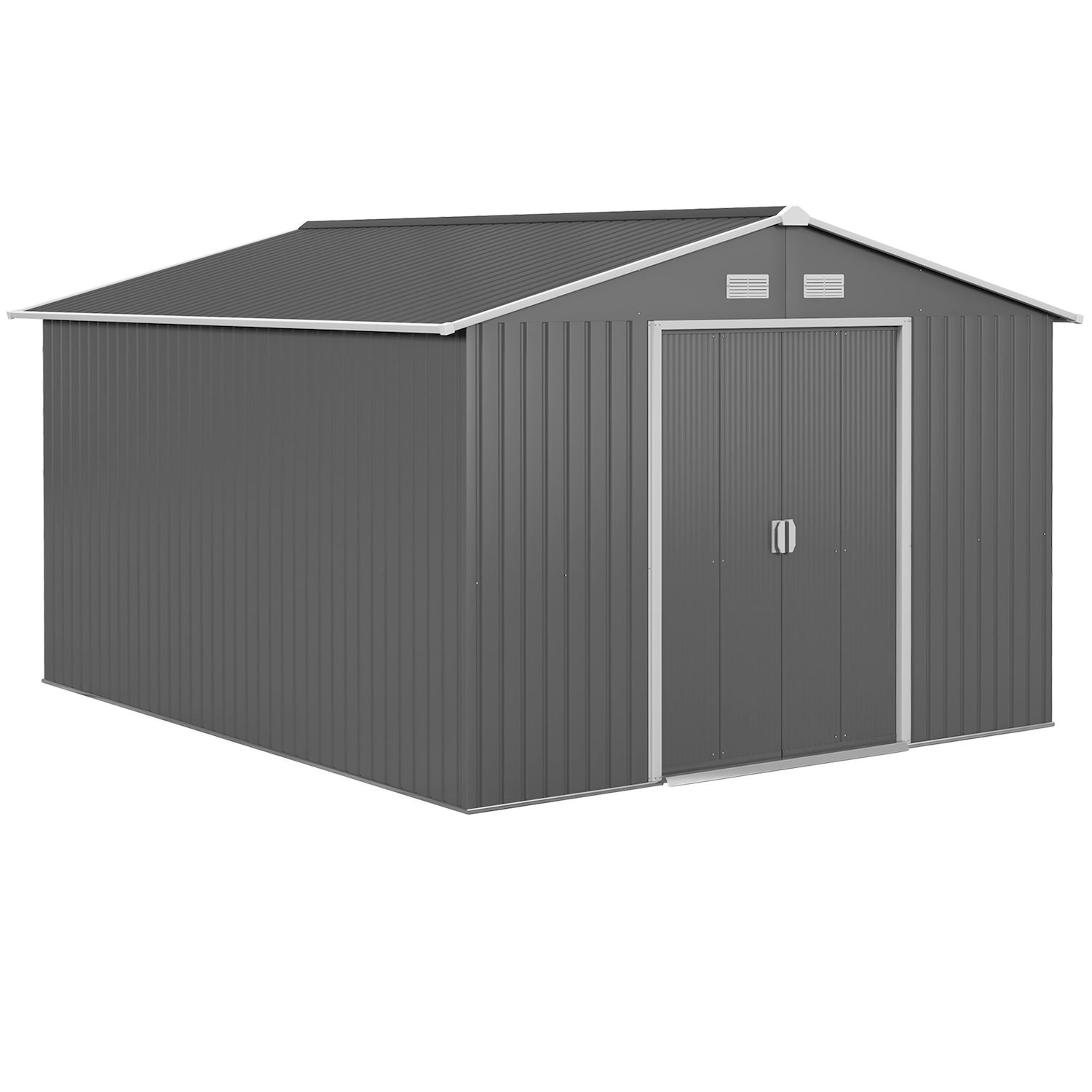 11' X 9' Steel Outdoor Utility Storage Tool Shed Kit For Backyard Garden - Gray
