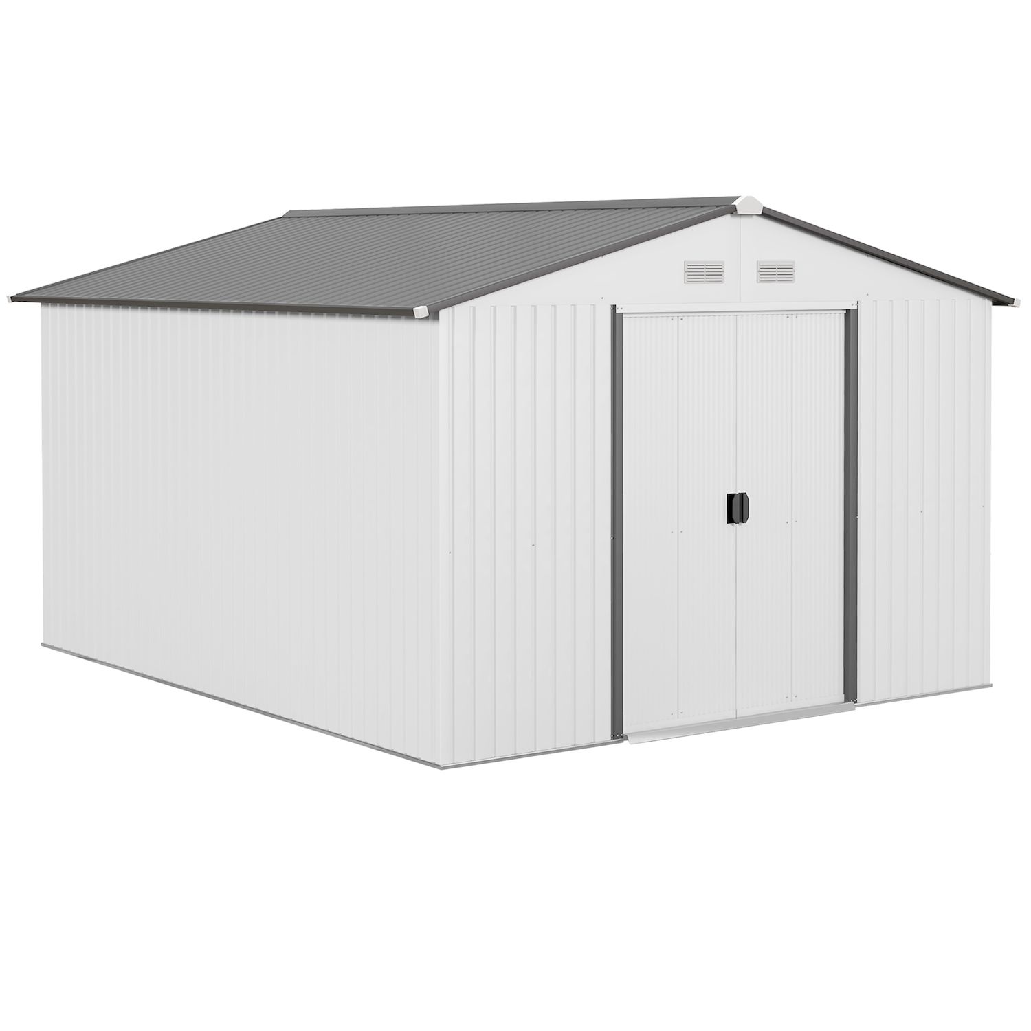 11' X 9' Steel Outdoor Utility Storage Tool Shed Kit For Backyard Garden - Silver