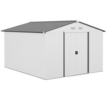 Outsunny 11ft x 9ft Outdoor Metal Storage Shed with 2 Doors