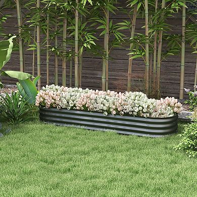 Outsunny Galvanized Raised Garden Bed Planter Box, 6.4' X 2' X 1', Gray