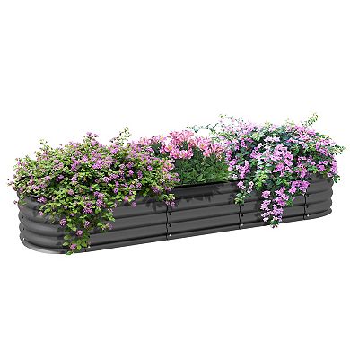 Outsunny Galvanized Raised Garden Bed Planter Box, 6.4' X 2' X 1', Gray
