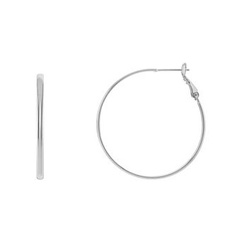 PRIMROSE Silver Tone Polished Paddle Back Hoop Earrings