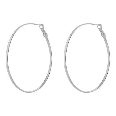 PRIMROSE Silver Tone Polished Hoop Earrings