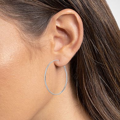 PRIMROSE Silver Tone Polished Hoop Earrings