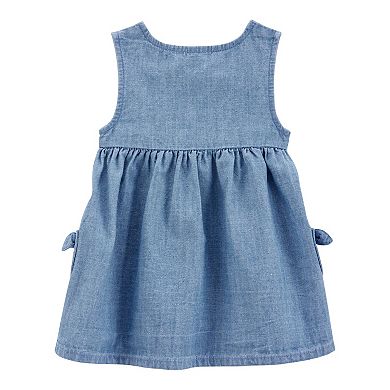 Baby Girl Carter's Solid Cotton Dress - Blue