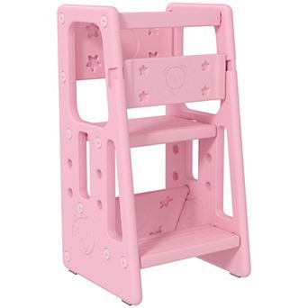 Qaba Toddler Tower with Adjustable Height, Toddler Step Stool